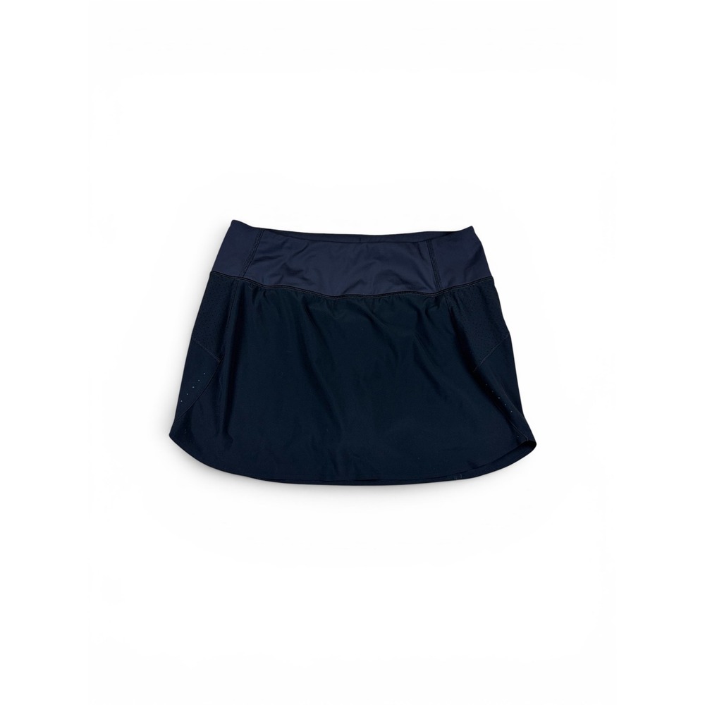 Athleta Run With It Skort Black Medium Athletic Running Tennis Skirt Zip Pocket